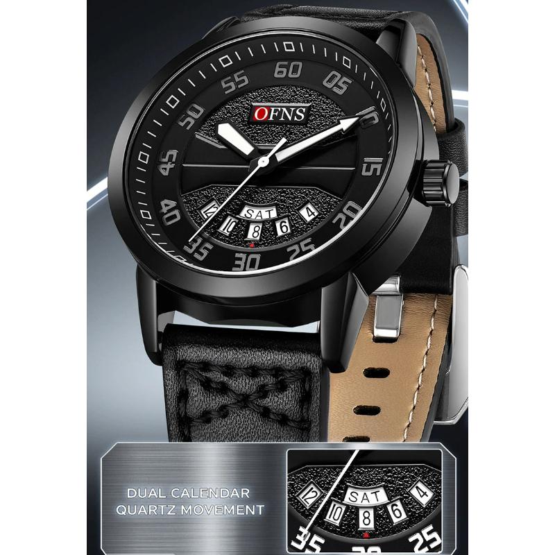 Original Fashion Watch For Man Leather Date Week Quartz Men Watch Waterproof Luminous Business Men's Watches