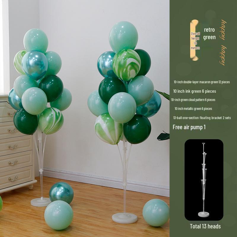 Anniversary & Birthday Balloon Column Decorations: Event Scene Layout with Floor and Background Balloons