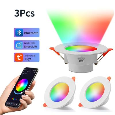 3 stücke Tuya Bluetooth Smart Downlight Volle Farbe Dimmen 3 Zoll Tuya Bluetooth Steuer Tuya Downlight 10W 85-265v