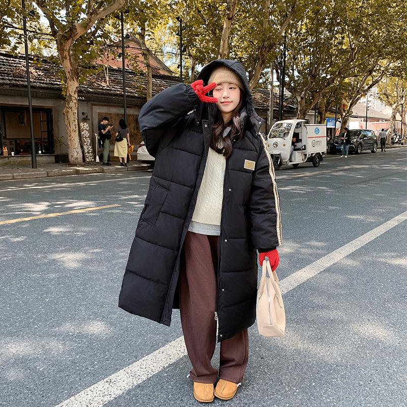 

Средняя и Длинная Версия до Колена Корейская Ватная Куртка, Свободная Ватная Куртка с Капюшоном и Утеплителем. XXL чёрный