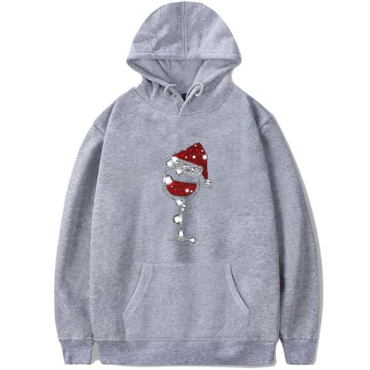 Anime-Inspired Christmas Wine Glass Hoodie Sweatshirt