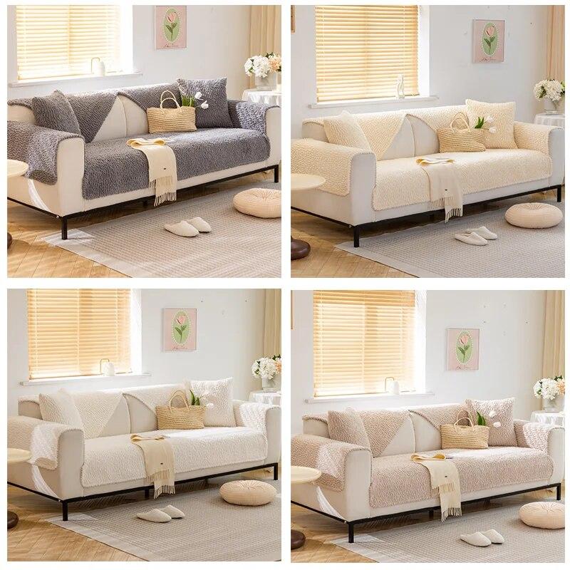 Caterpillar Sofa Couch Cover Winter Anti Slip Thickened Living Room Seat Cushion Covers Plush Warm Couch Covers for Sofas