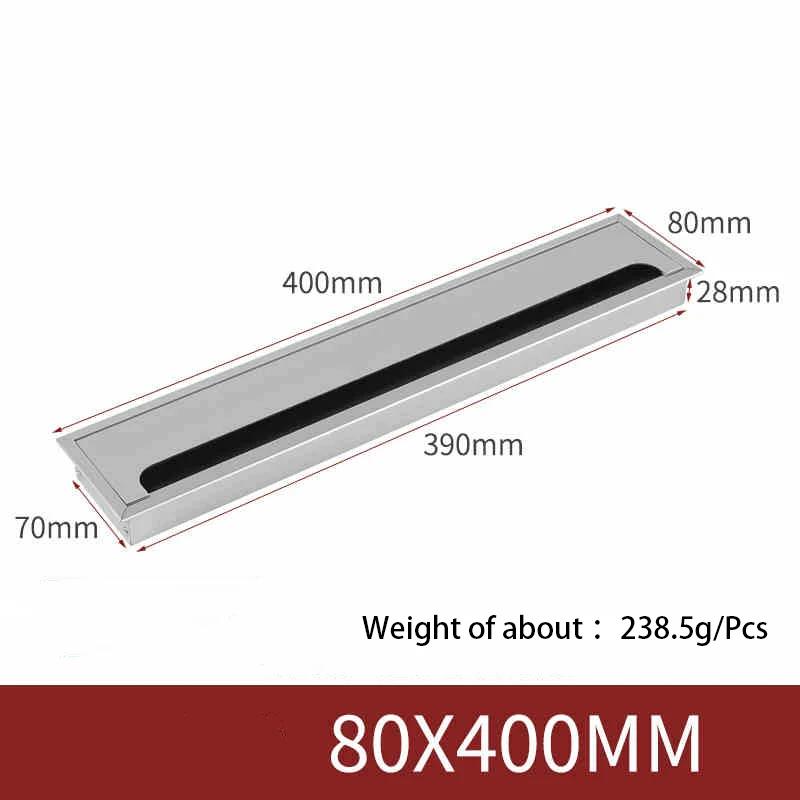 1Pcs Length 80mm-1000mm Aluminum Alloy Hole Cover Furniture Office Ventilation Hole Plug Desktop Hardware Black/Silver