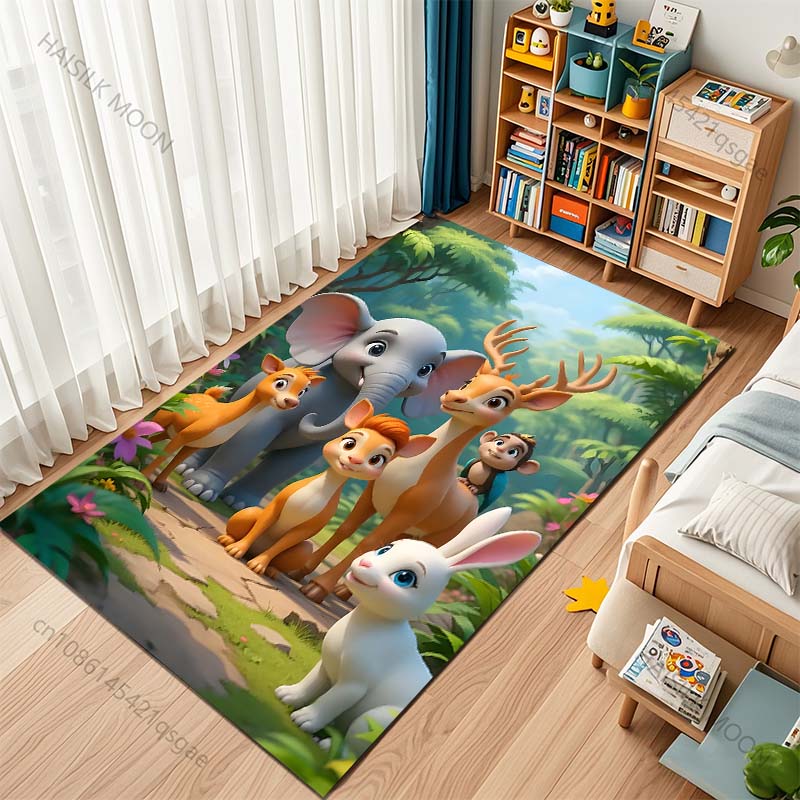Cartoon Deer Elephant Animal Carpet for Living Room Bedroom Sofa Creative Doormat Home Decor Area Rug Large Size Luxury Gifts