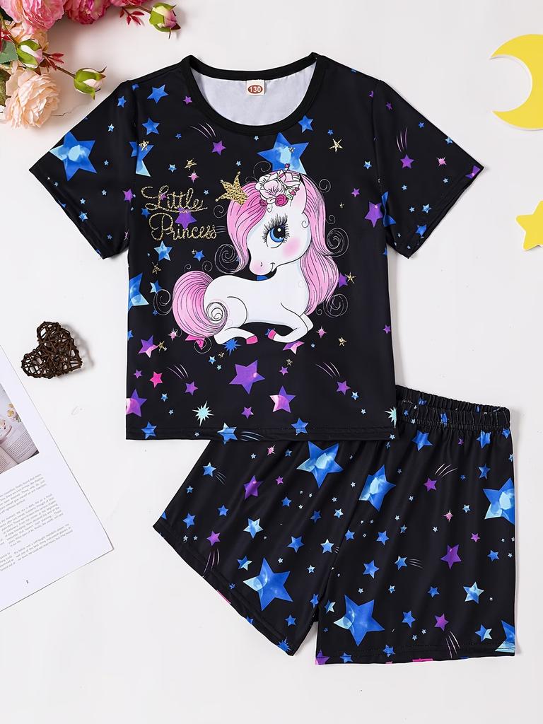 Summer New Casual D Printing Short-sleeved Suit Y Children's Suit Cartoon Letter New