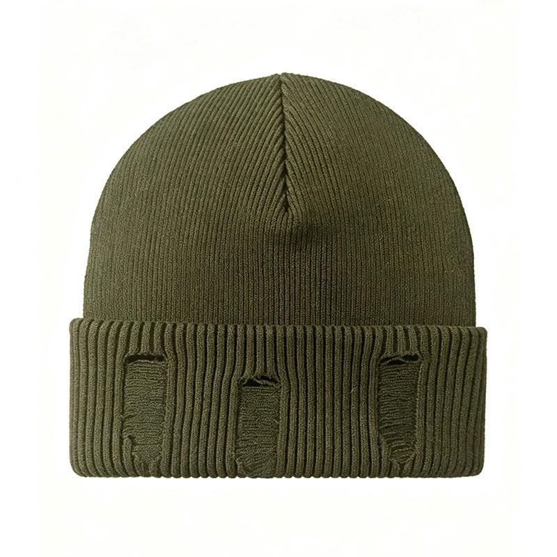 Korean-style Internet-celebrity Chic Ripped Vintage Jacquard Knit Beaniefashionable Versatile and Warm for Fall and Winter