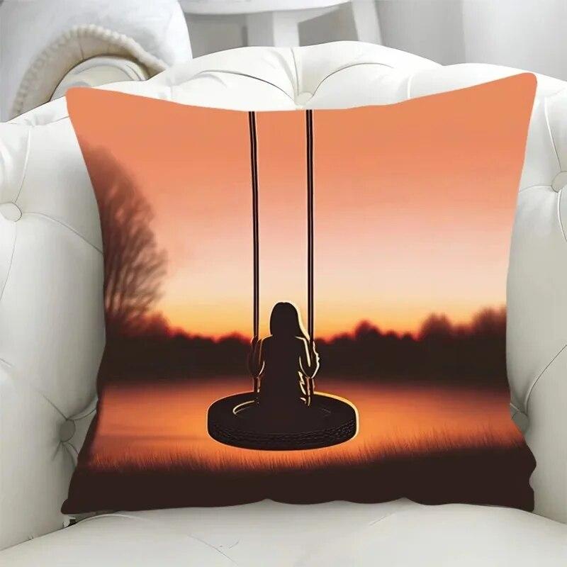 Car Living Room Sofa Cushion Cover Simple Couple Character Scene Pillow Cover Luxury Home Decoration Pillow Cover