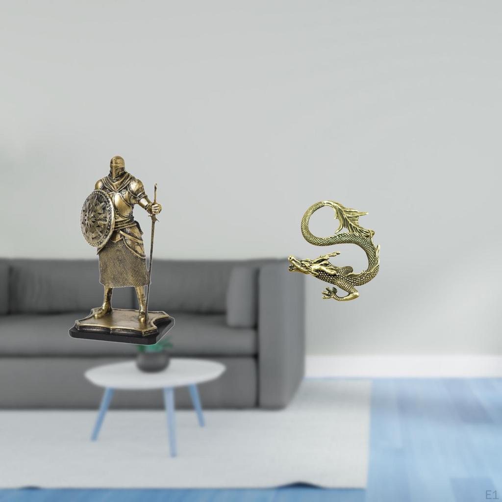 European Knight Sculpture Creative Brass Figurine for Entryway Living Room Bedroom Office Home