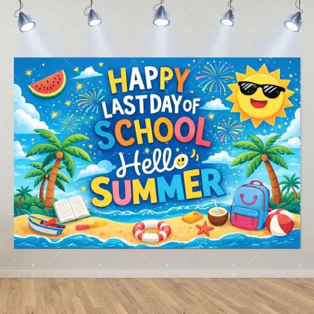 School's Out for Summer Theme Background Summer Pool Party Decoration Backdrop Baby Shower Props Photography Banner Supplies