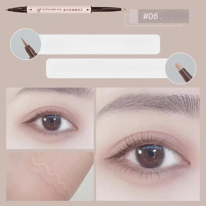 Double Head Eyeliner Pen Fine Tip Lying Silkworm Eye Brightening Waterproof Lasting Durable Not Easy To Halo Dye Natural Makeup