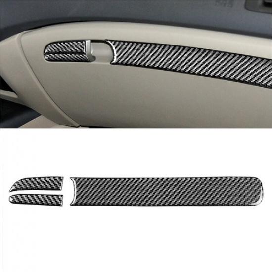 3Pcs For Honda Civic Carbon Fiber Interior Passenger Side Dashboard Cover Trim