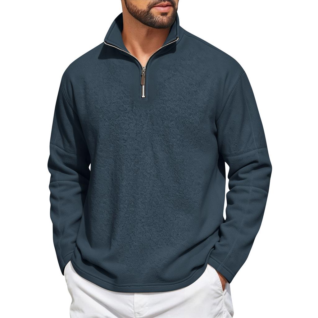 Men's Casual Loose Fit Fleece Pullover Quarter Zip Sweatshirt Lightweight Soft Fabric Comfortable Outdoor Wear