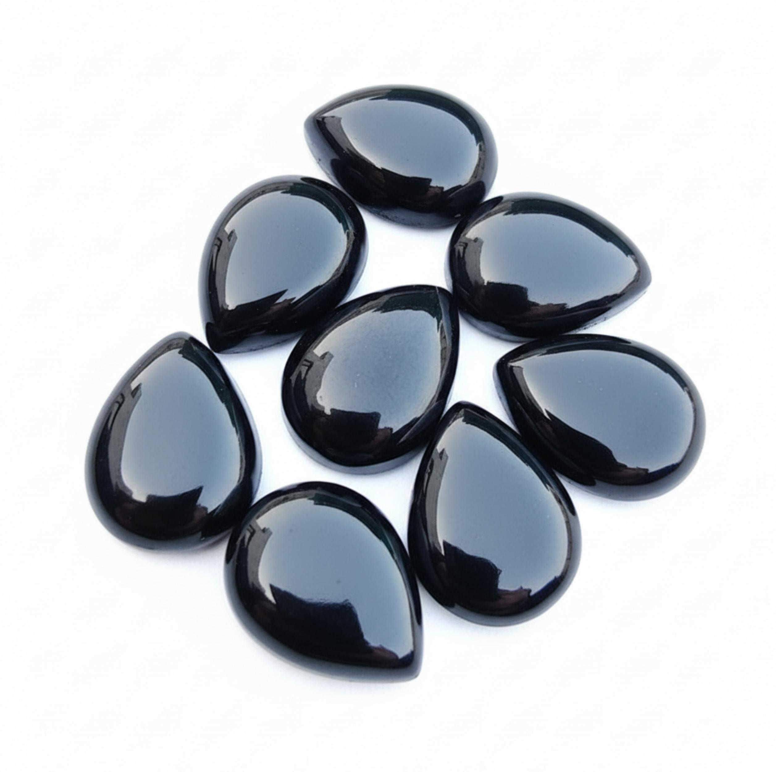 Грушевидные драгоценные камни черный оникс - Натуральные кабошоны-капли для изготовления ювелирных изделий на заказ 6x9mm чёрный