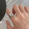Geometric Starburst Double Layer Adjustable Silver Ring for Women