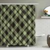 Green Plaid Shower Curtain Waterproof Bathroom Decor Large Size Print Pattern Washable Polyester Bath Mat