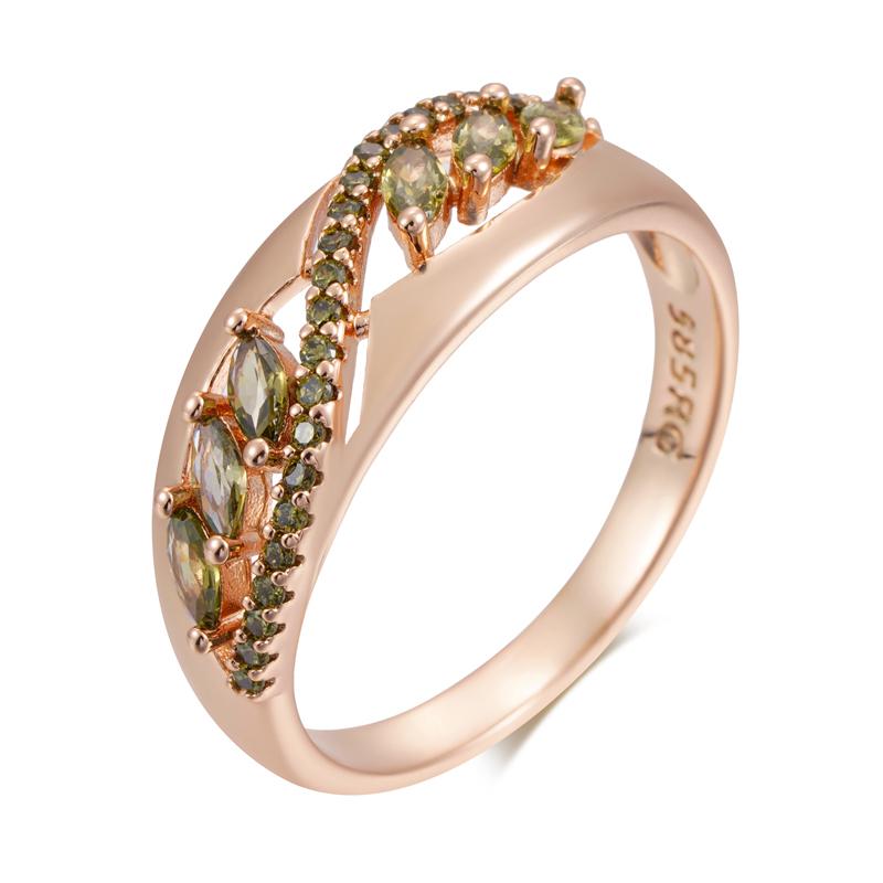 

Уникальное кольцо с кристаллами цвета розового золота для женщин, модные аксессуары с натуральным цирконом оливково-зеленого цвета, винтажные повседневные украшения 10