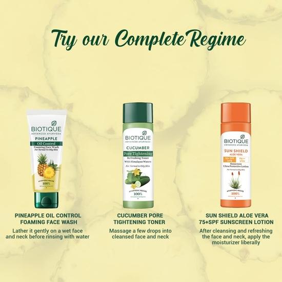 Biotique Pineapple Oil Control Foaming Face Wash | Hydrates Dry Skin | 100% Botanical Extracts | Suitable for All Skin Types | 150ml