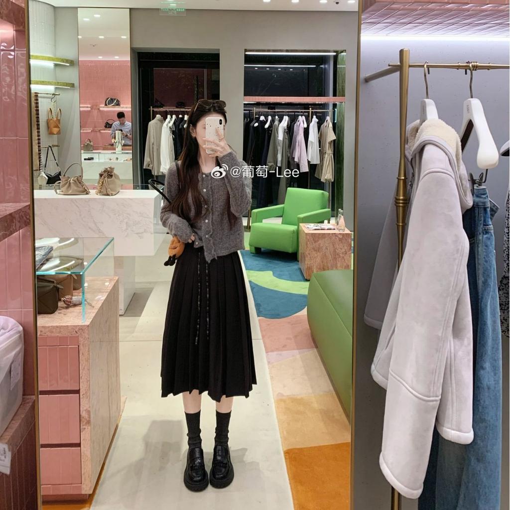 Grape Mother, the Same Round Head Double-layer Fringed Thick Sole Heightening Thick Heel Small Leather Shoes, One Pedal Versatile Shallow M