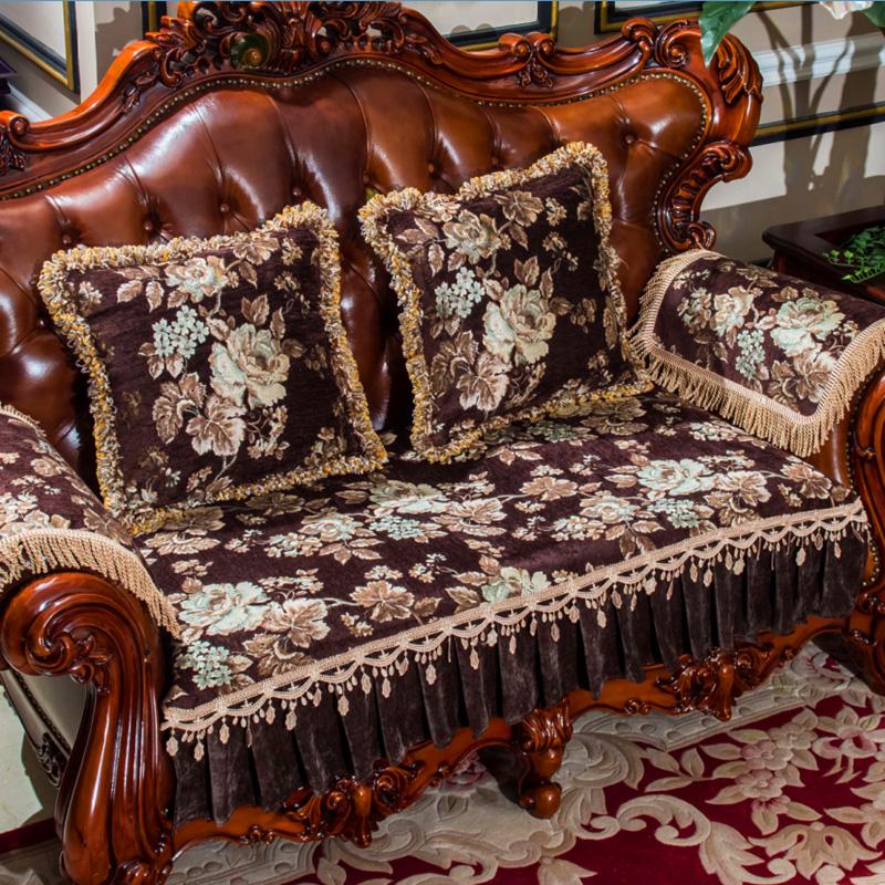 Jacquard Stoff Sofabezug Europäischer Luxus Rutschfeste Sofakissen Wohnzimmer 2- und 3-Sitzer Sofabezüge Heimdekoration Überwurf