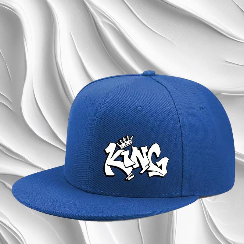 King Graffiti Art Flat Brim Baseball Cap Unisex Adjustable Hip Hop Streetwear Hat