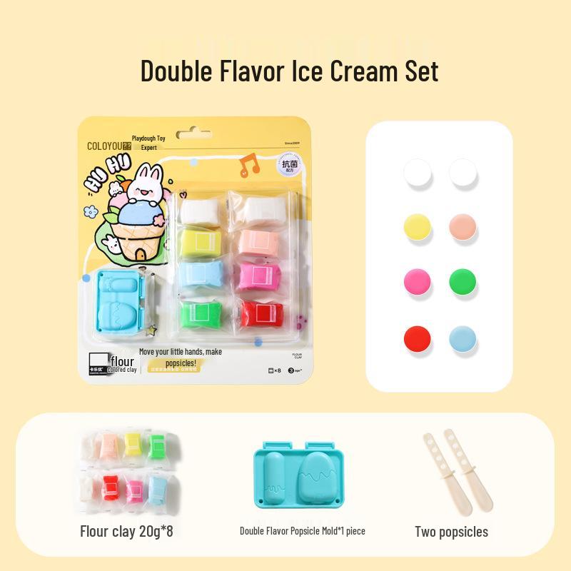 Caleyo Non-Toxic Play-Doh Ice Cream Popsicle Molds for Kids - Food-Grade & Kindergarten Safe Clay Toys