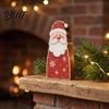 Holiday Gift for Friends Family Wooden Christmas Tabletop Decor, Santa Snowman Reindeer Figurine, Rustic Small Decorative Wood Art Pieces Shelf Sitter