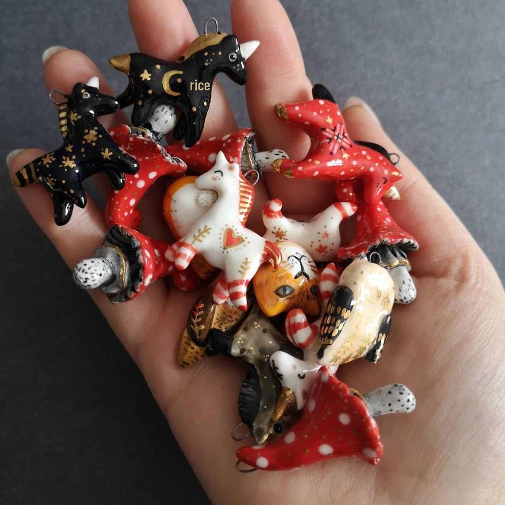 New Arrival Natural Animal & Mushroom Pendant, DIY 18K Gold Oil Painting with Color Retention