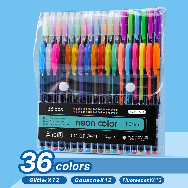 12/18/24/36/48/60colors Stationery Colored Neutral Watercolor Pens Highlighters Drawing Pens and Glitter Notebook Pens