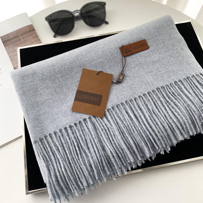 Scarf dual-purpose women's autumn and winter high-end imitation cashmere shawl with a classic solid color warm scarf