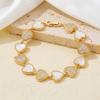 High Real Gold Plated Brass Micro Pave Zircon Heart Bracelet Chain Adjustable Elegant Ladies Daily Wrist Jewelry