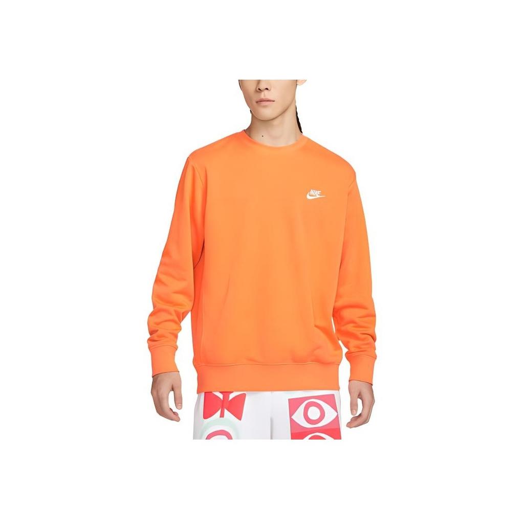 Nike NSW Club Crew FT Brodert Logo Ribbestrikket Pullover Genser Herre Genser Oransje BV2667-885