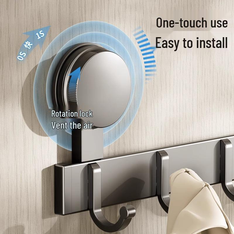 Strong Load-Bearing Suction Cup Hooks for Bathroom Wall or Door – No-Drill Clothes and Towel Rack