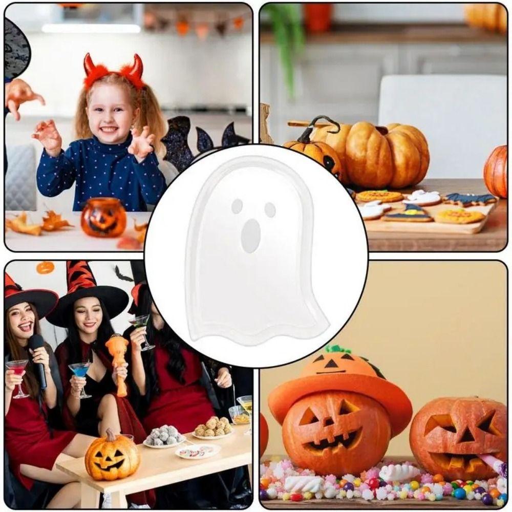 3Pcs Plastic Spooky Pumpkin Snack Tray Bright Colors Halloween Cookie Tray Candies Chocolates Nuts