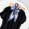 Top Chic Customizable High-End Korean Style Summer Dress Waist Belt Long Satin Neck Scarf for Women Black And White Stripes