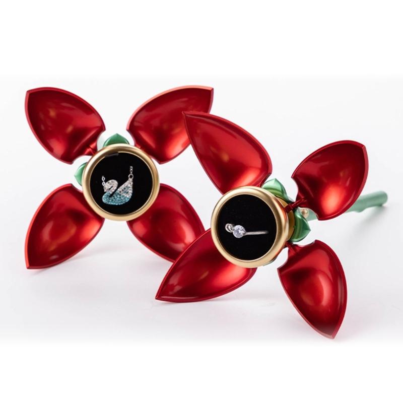 Automatic Opening Rose Shape Jewelry Box Jewelry Rings Organizers Suitable for Rings and Pendants with Elegant Design