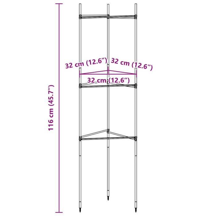 VidaXL Cages à tomates 4 pcs 116 cm acier et PP, support pour plants de tomates, cage de plantes de tomates, treillis pour 3281483