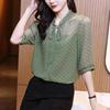 Chiffon Shirt for Women Fashionable Age-reducing Top Half-sleeved Temperament Tie Loose and Beautiful Thin Shirt for Women