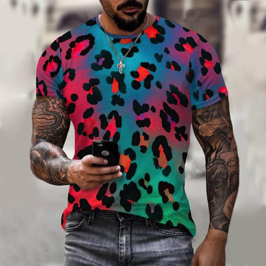 Summer Fashion Trend Local Tyrant Men's T-shirt 3D Printing Breathable Street Style Stitching O-neck Short-sleeved Comfortable