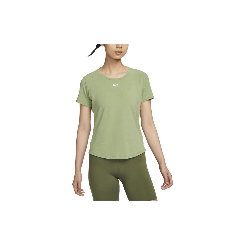 Nike Solid Color Breathable Round Neck Short Sleeve T-Shirt Women Tops Olive-Green DD0619-386