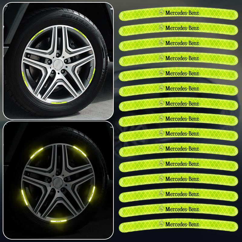 Car Wheel Hub Reflective Sticker Tire Rim Reflective Strips For Mercedes Benz AMG GLE GLS GLC CLA GLB ML C500 C200 C300 W204 W206 W205 W212 W203