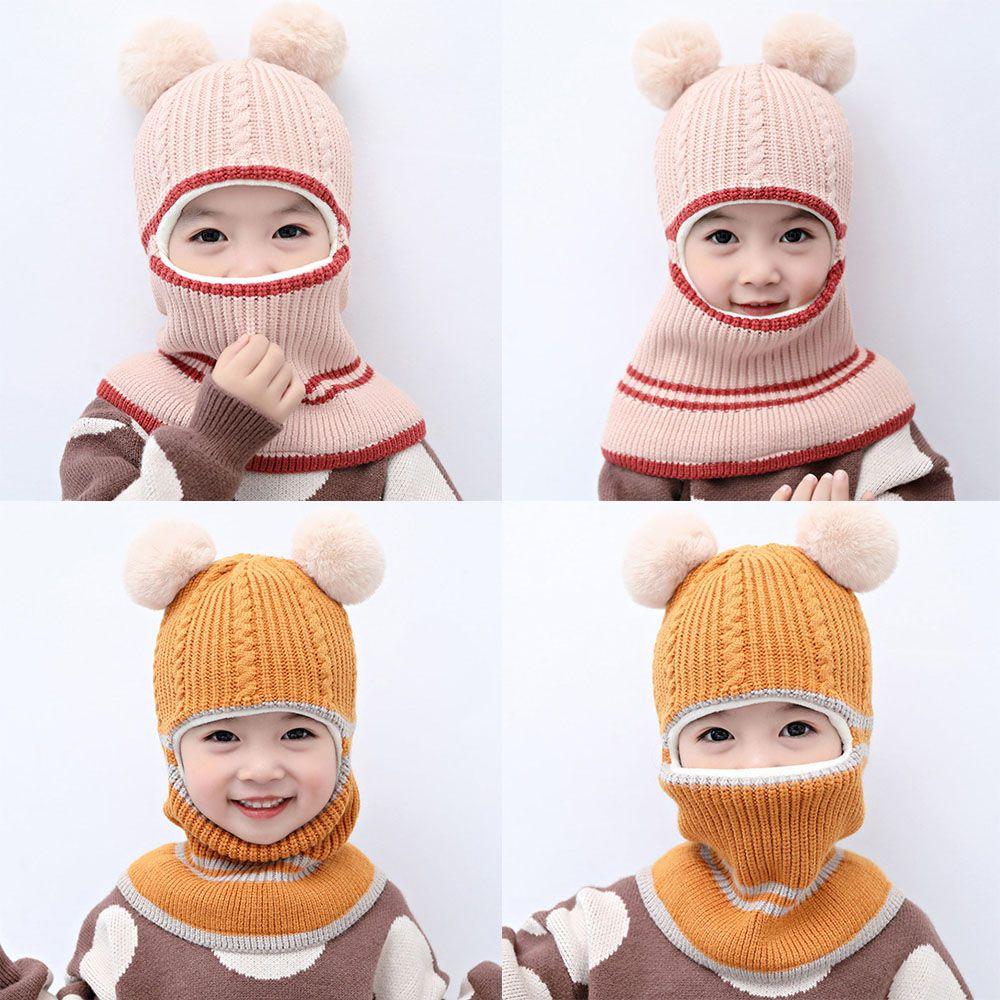 Masked Cap Winter Warm Baby Beanie Hat Cartoon Balaclava Hat Children Knitted  Cap Neck Face Guard