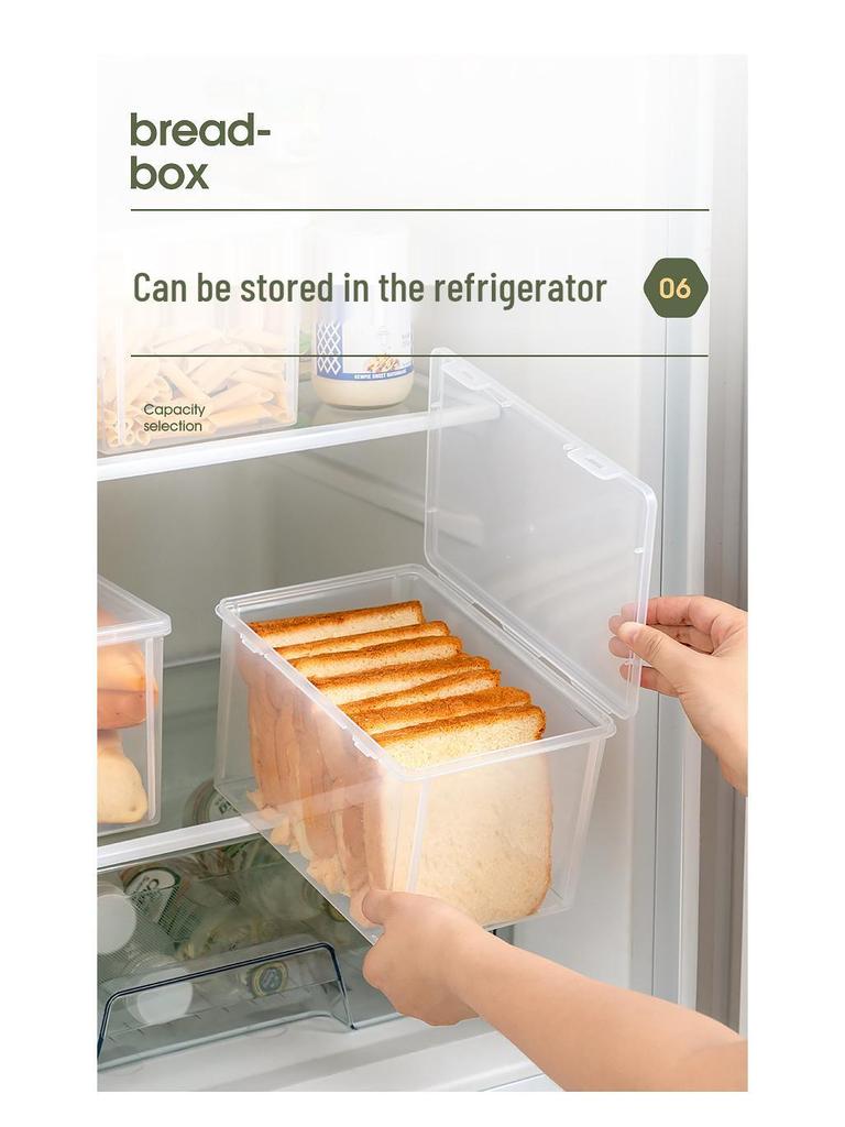 Food-Grade Transparent Plastic Bread Storage Box for Refrigerator