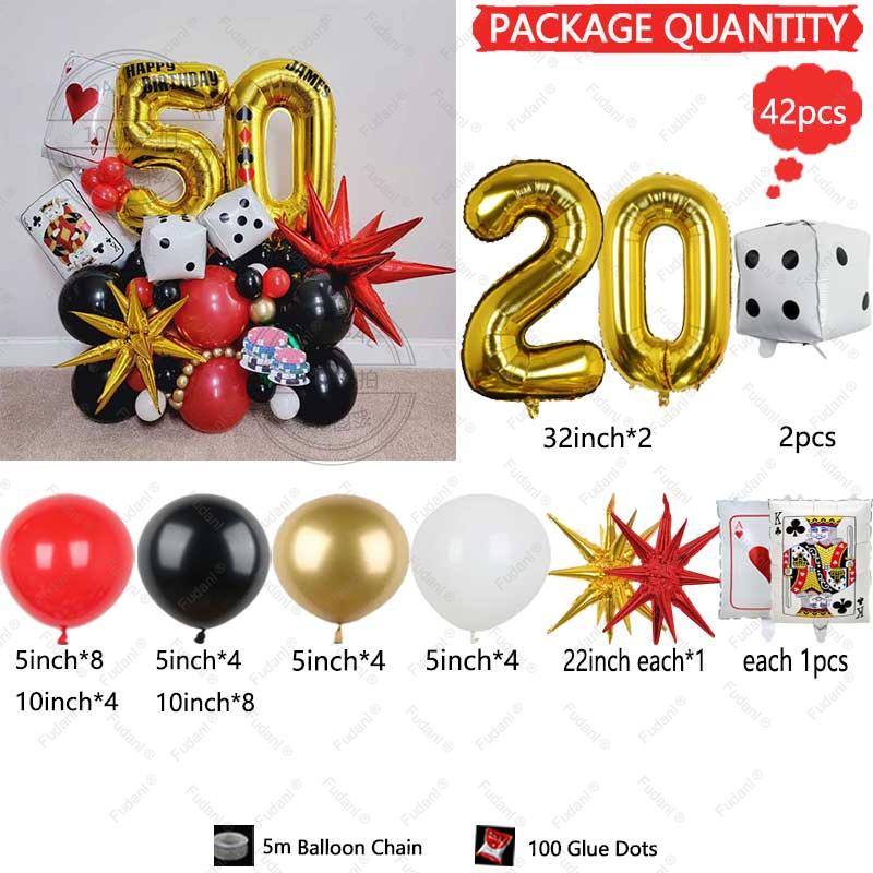 41Pcs Poker Hearts Q Foil Balloons Dice Foil Ballon Casino Theme Party Adult Birthday Decor Las Vegas Party Poker Theme Party