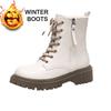 Women’s Winter Boots Casual Short Motorcycle Boots Street Style Black Warm Ankle Boots with Fur Plus Size