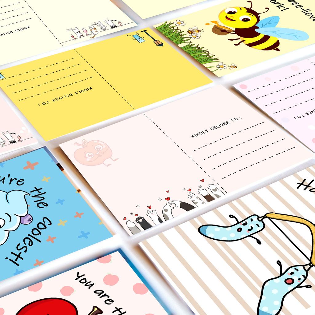 20 Cartoon Puns Series High-Value Postcards Macaron Color Gentle Decorative Card Gifts