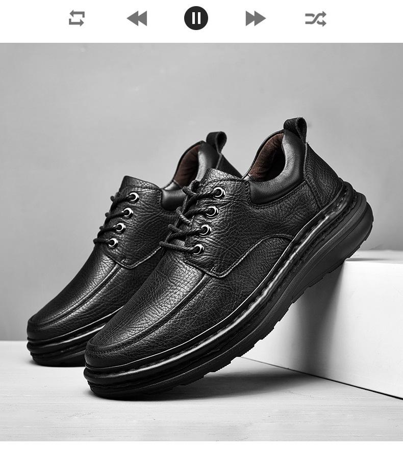 High-End Autumn/Winter 2021 Men's Slip-On Thick-Soled Genuine Leather Business Shoes