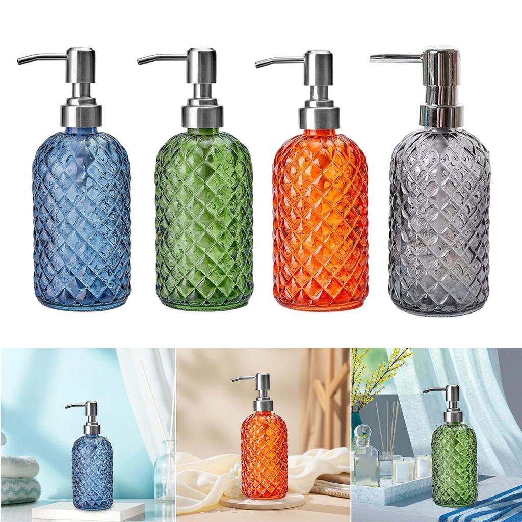 Glass Soap Dispenser Lotion Dispensers Delicate Body Wash Dispenser with Rustproof Stainless Steel Pump for Kitchen Bathroom