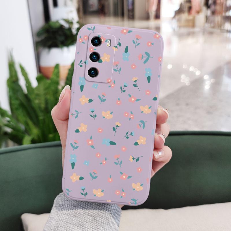 Mini Flowers Phone Case For Huawei P40 P50 P30 P20 Pro Lite Nova 5t Y7A Mate 40 30 20 Pro Lite Liquid Silicone Cover
