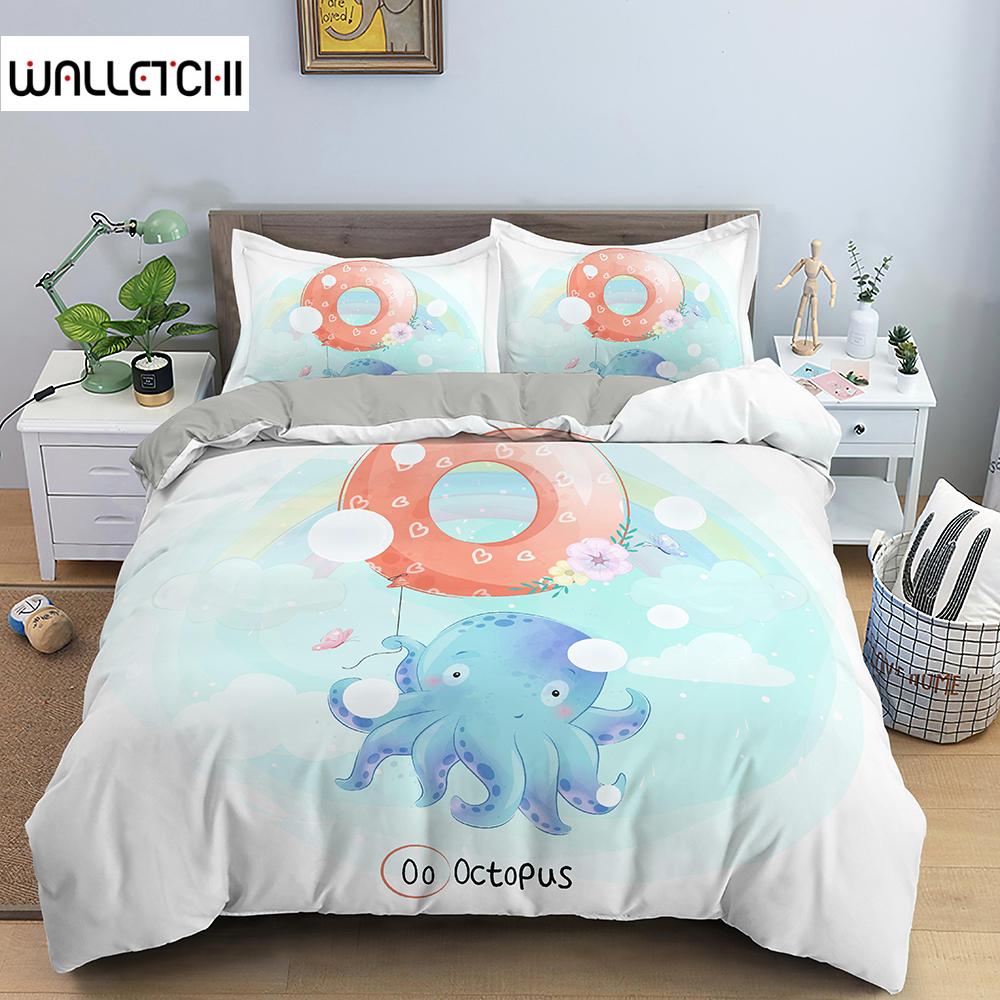

Cartoon Animal Duvet Cover Set Microfiber Letter Animal Pattern Quilt Cover King Queen Twin Size Bedclothes 2/3pcs Bedding Set EU single(135x200cm)