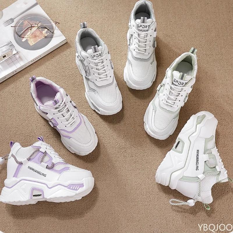 Chaussures pour femmes à semelles épaisses, augmentant la taille, à la mode, pour le printemps et l'automne, petite taille, polyvalentes, décontractées et confortables, style Dad Shoes